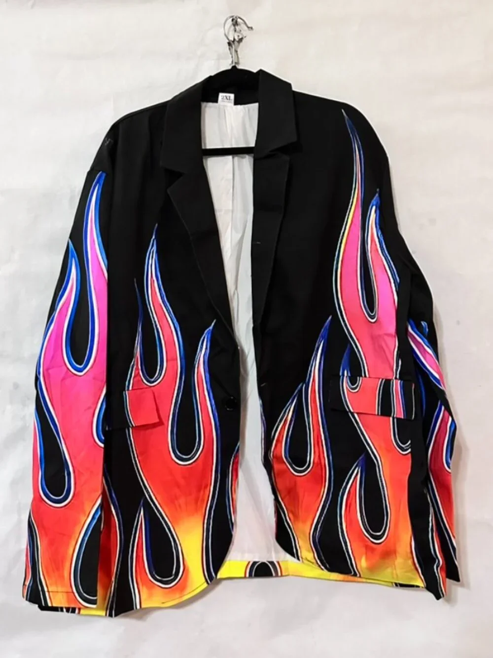 Conceptual Subculture Cotton Blazer Red Flame Hot Rod Size 2x  Biker Sport Coat